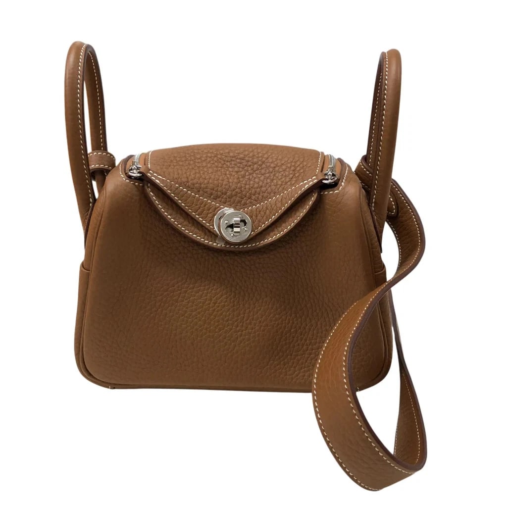 HERMES LINDY MINI K GOLD TOGO SHOULDER BAG (1 of 7)