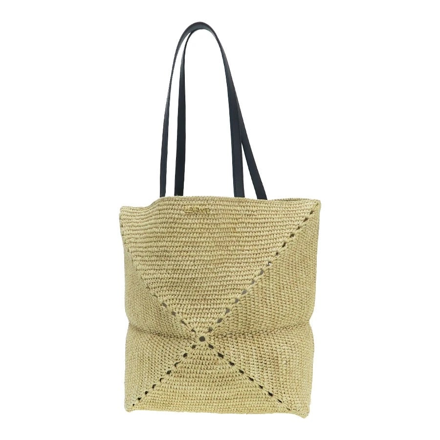 LOEWE PUZZLE FOLD TOTE MEDIUM RAFFIA BEIGE (1 of 8)