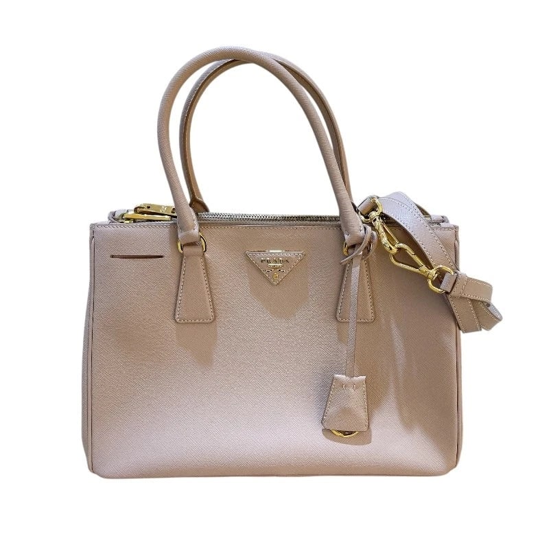 PRADA GALLERIA HANDBAG SAFFIANO LEATHER GREIGE GOLD HARDWARE SHOULDER (1 of 6)