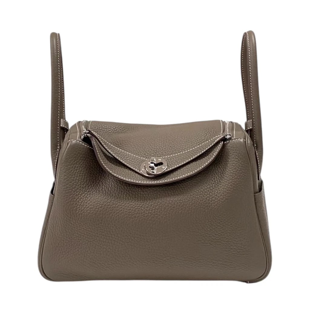 HERMES LINDY 26 W STAMP TOGO LEATHER ETOUPE SHOULDER BAG (1 of 8)