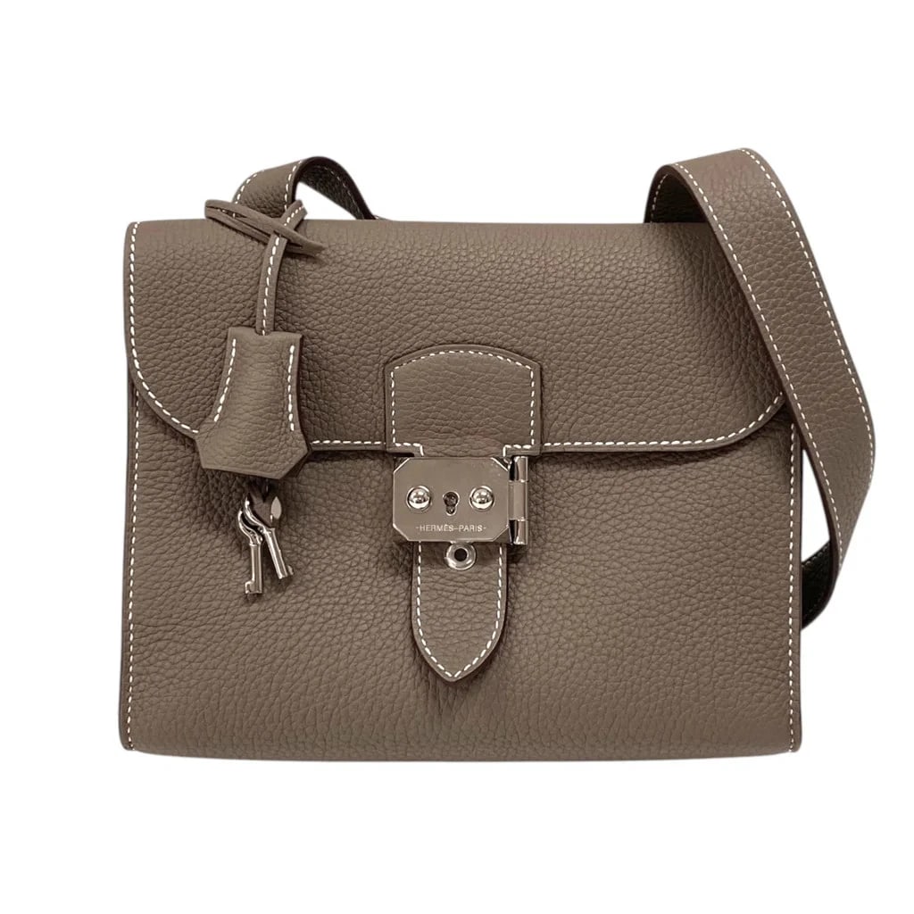 HERMES SAC A DEPECHES 21 B STAMP TOGO LEATHER ETOUPE SHOULDER BAG (1 of 4)