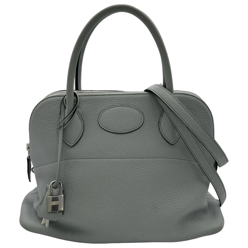 HERMES BOLIDE 31 Y STAMP TOGO LEATHER BLUE PALE HANDBAG: HERMES Bolide 31 Y Stamp Togo Leather Blue Pale Handbag Brand: HERMES Type: Womwns Bag Material: Taurillon Color: Blue Pale, Silver Hardware Size: Width (approx.): 31cm Height (approx.): 23cm Depth (a