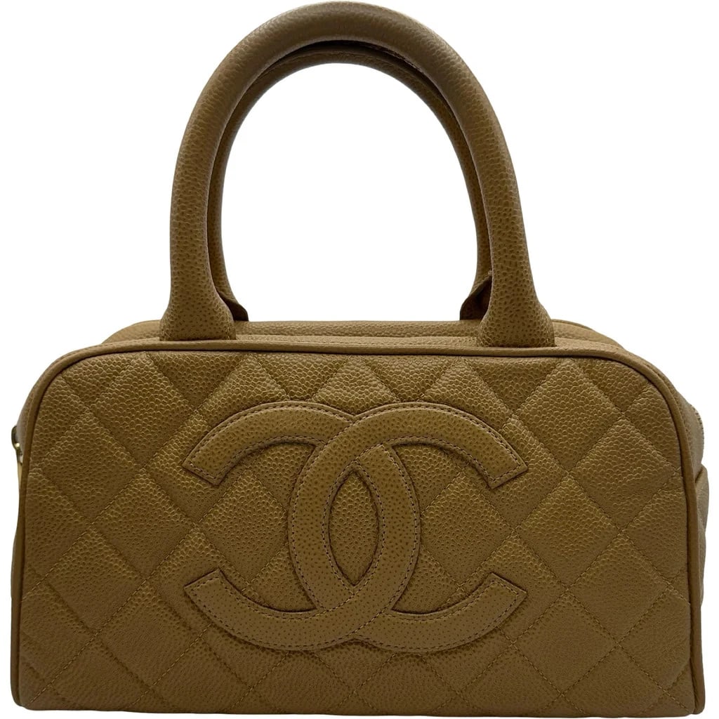 CHANEL COCO MARK MINI BOSTON CAVIAR BEIGE (1 of 7)