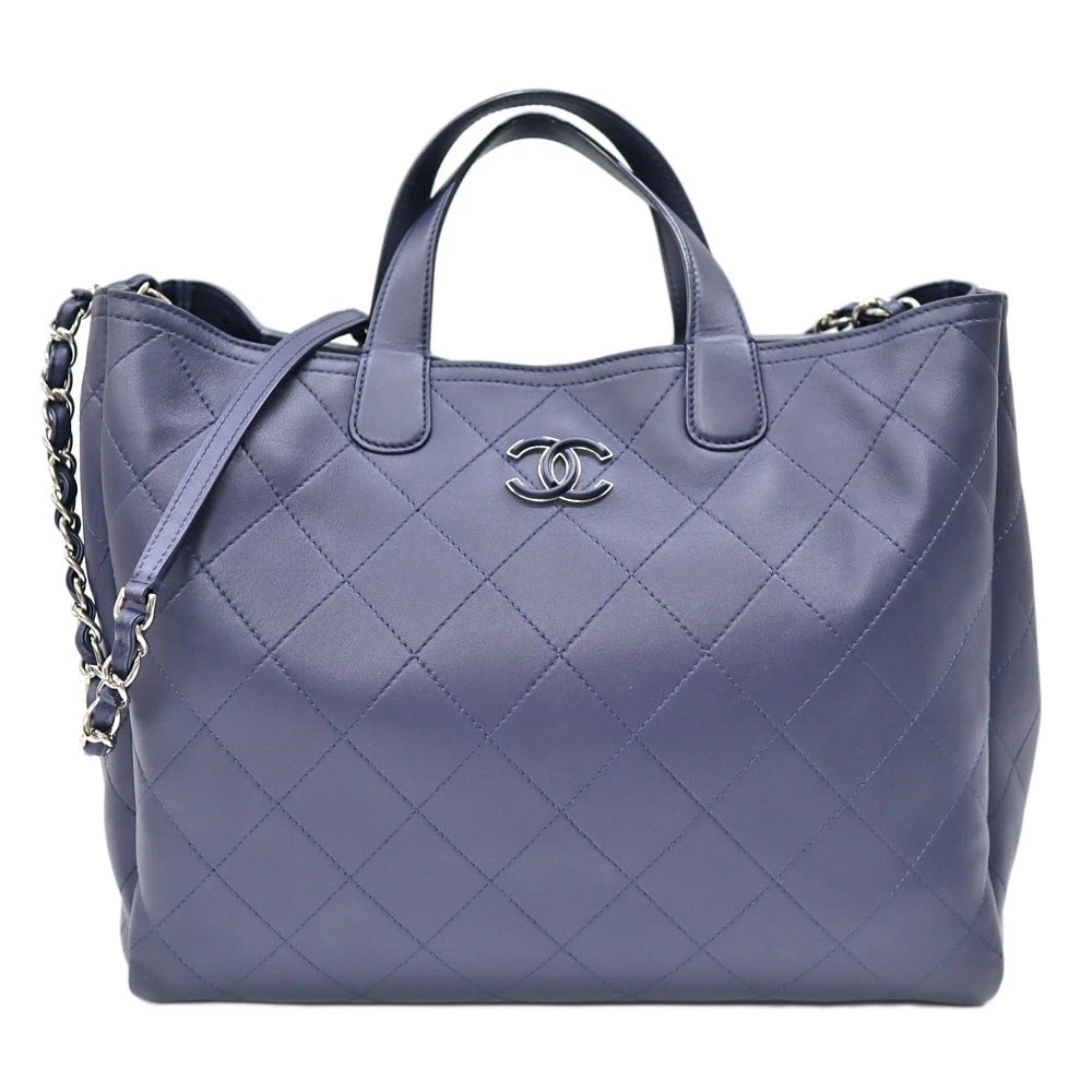 CHANEL LARGE SHOPPING BAG NAVY LEATHER: Chanel Large Shopping Bag Navy Leather Brand: CHANEL Type: Handbag Material: leather Color: None Size: Width (approx.): W38cm cm Height (approx.): H29cm cm Depth (approx.): D16cm cm 