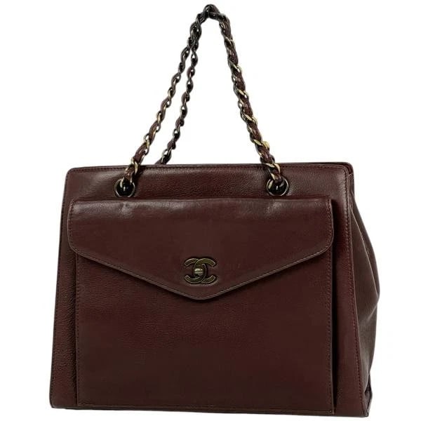 CHANEL COCO MARK CHAIN HANDBAG: CHANEL Coco Mark Chain Handbag Brand: CHANEL Type: Womwns Bag Material: leather Color: Brown Size: Width (approx.): 31cm cm Height (approx.): 242cm cm Depth (approx.): 9cm cm Accessories: