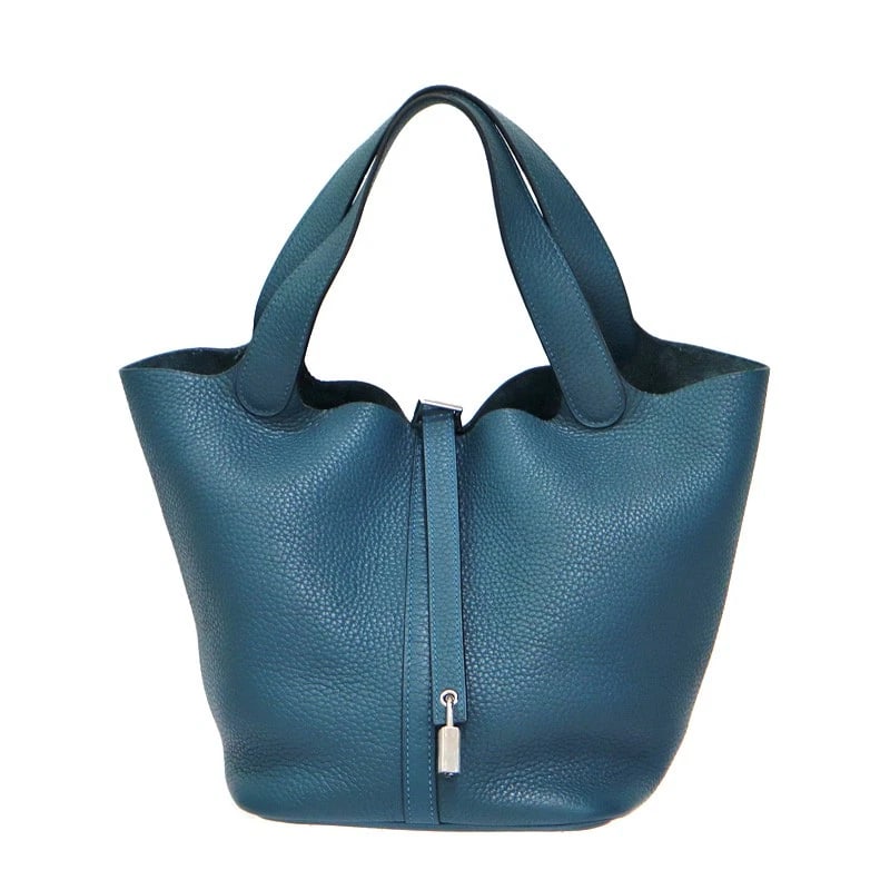 HERMES PICOTIN LOCK MM HANDBAG BLUE TOGO LEATHER (1 of 5)