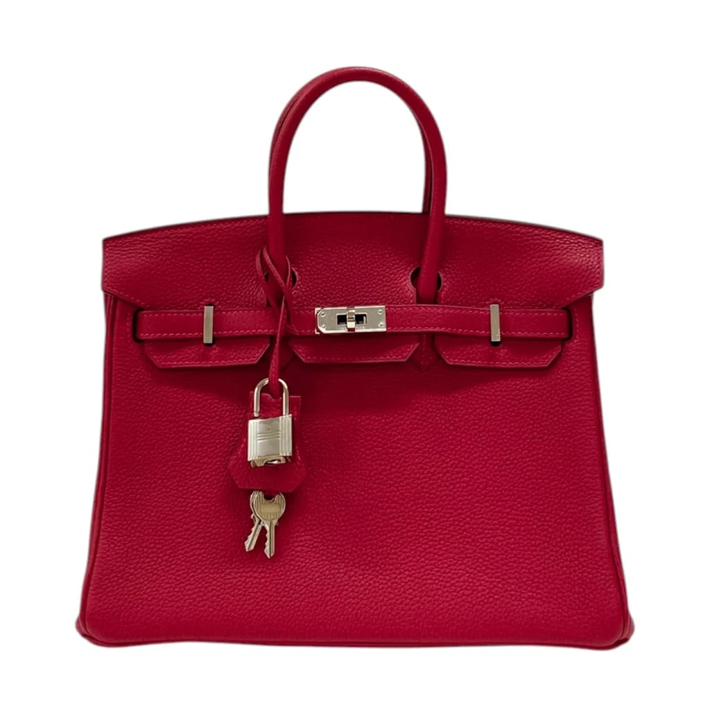 HERMES BIRKIN 25 VERSO Y STAMP ROUGE KAZAK X ROUGE ASH TOGO HANDBAG (1 of 6)