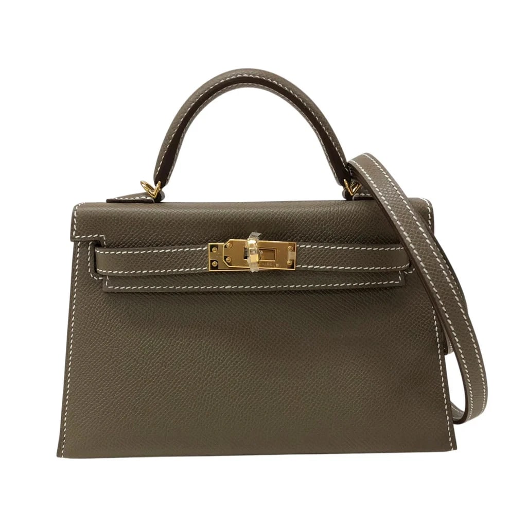 HERMES MINI KELLY 2 K ETOUPE EPSOM LEATHER HANDBAG (1 of 5)