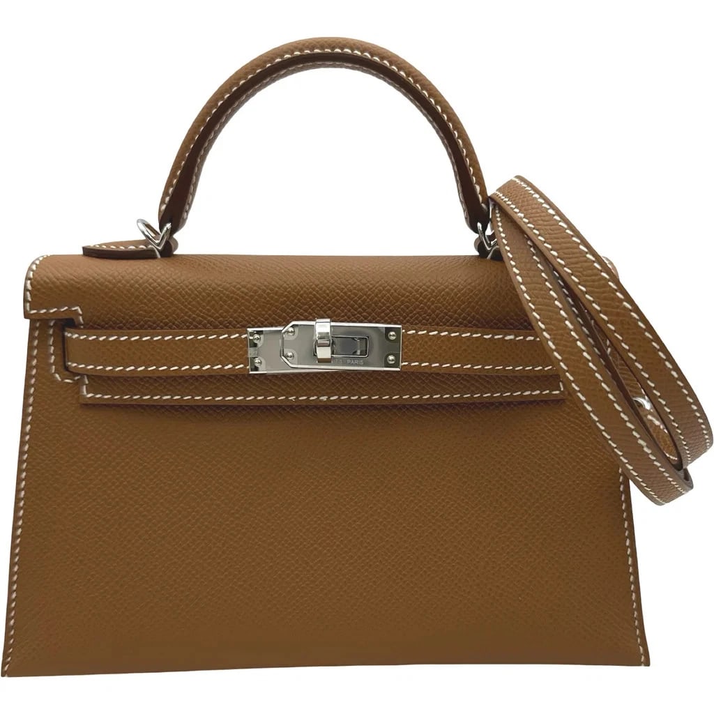 HERMES MINI KELLY 2 K GOLD EPSOM LEATHER HANDBAG (1 of 7)