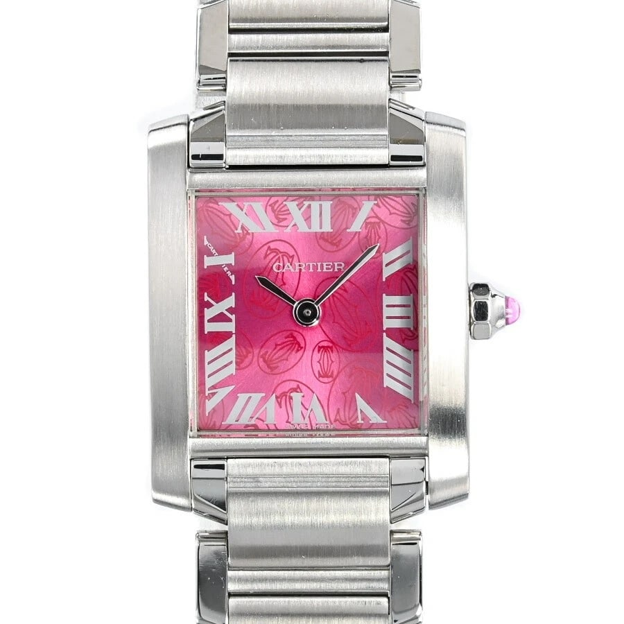 CARTIER TANK FRANÇAISE PINK WATCH: CARTIER Tank Française Pink Watch Brand: CARTIER Type: Wristwatch Material: Band MaterialStainless Steel/Bracelet, Band MaterialStainless Steel/Bracelet, Case MaterialCase MaterialNA Color: Dial Colo