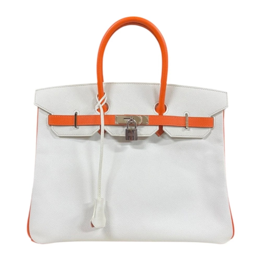 HERMES PERSONAL ORDER HANDBAG EPSOM: HERMES Personal order Handbag Epsom Brand: HERMES Type: Handbag Material: Exterior Material Epsom Color: Exterior Color white / Orange Size: W13.8 x H9.8 x D7.1inch Handle:12.6inch Accessories: No