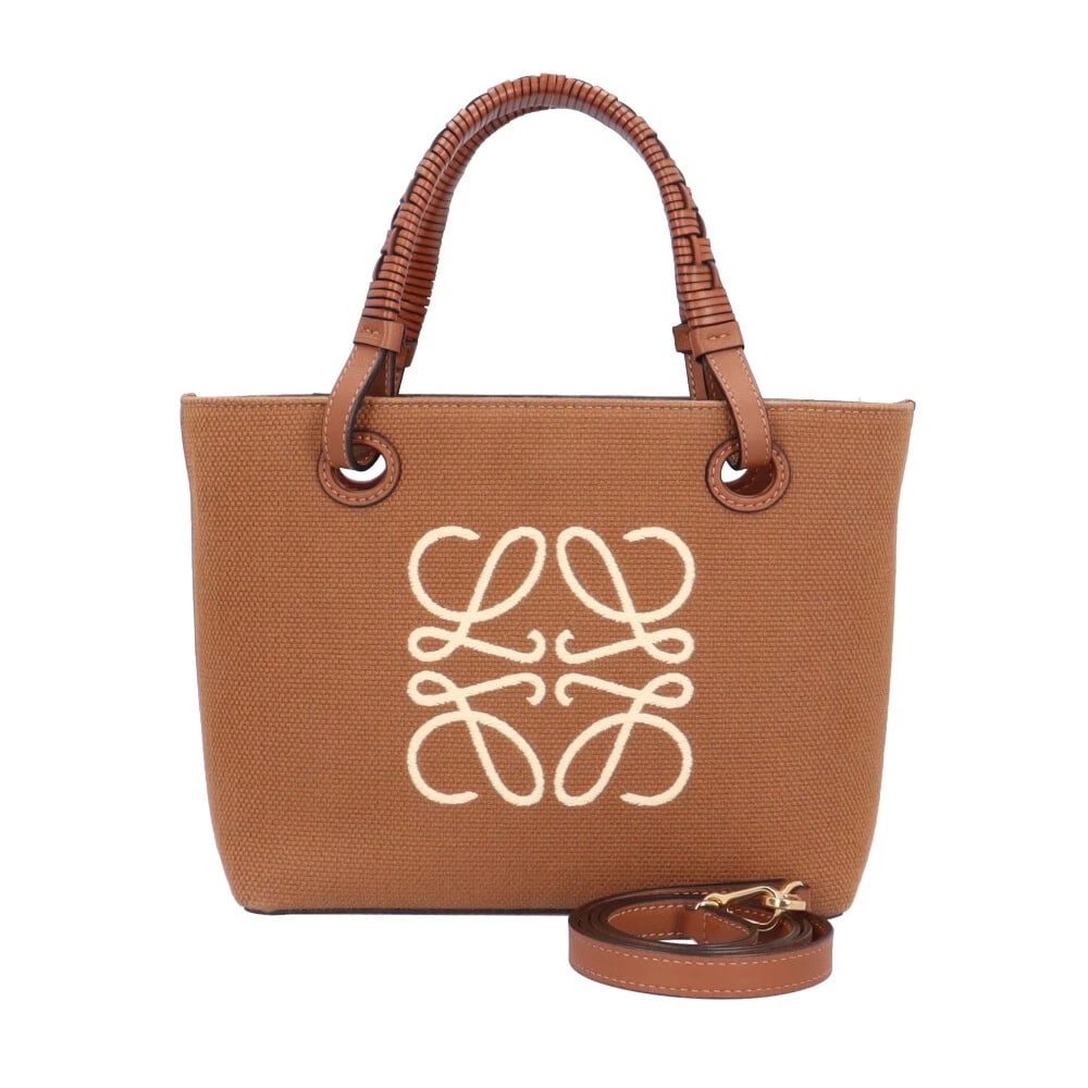 LOEWE TOTE BAG MINI SHOULDER BAG CANVAS LEATHER 2WAY: LOEWE Tote Bag Mini Shoulder Bag canvas leather 2way Brand: LOEWE Type: Shoulder Bag Material: Exterior Material canvas Color: Exterior Color Brown / Tan Size: W11.0 x H7.5 x D3.1inch Handle:13.0inch 