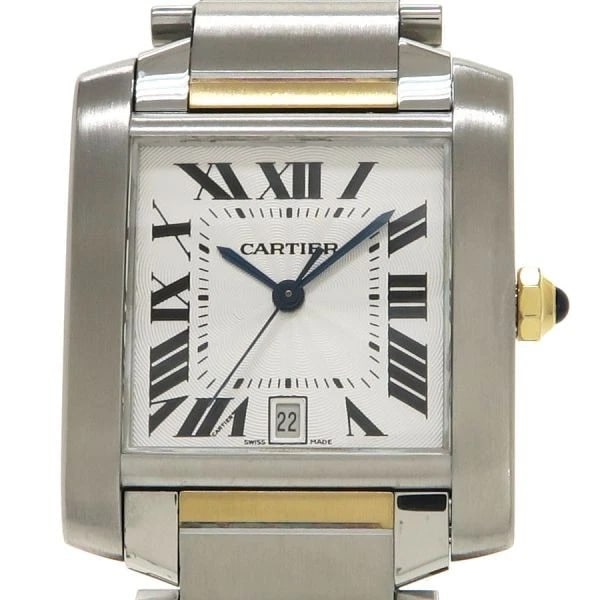 CARTIER TANK FRANÇAISE WATCH: CARTIER Tank Française Watch Brand: CARTIER Type: wristwatch Material: Stainless Steel, Yellow Gold Color: Dial Color silver Size: H32mm x W27mm Bracelet Inner Diameter: Approximately 16.5cm Acces