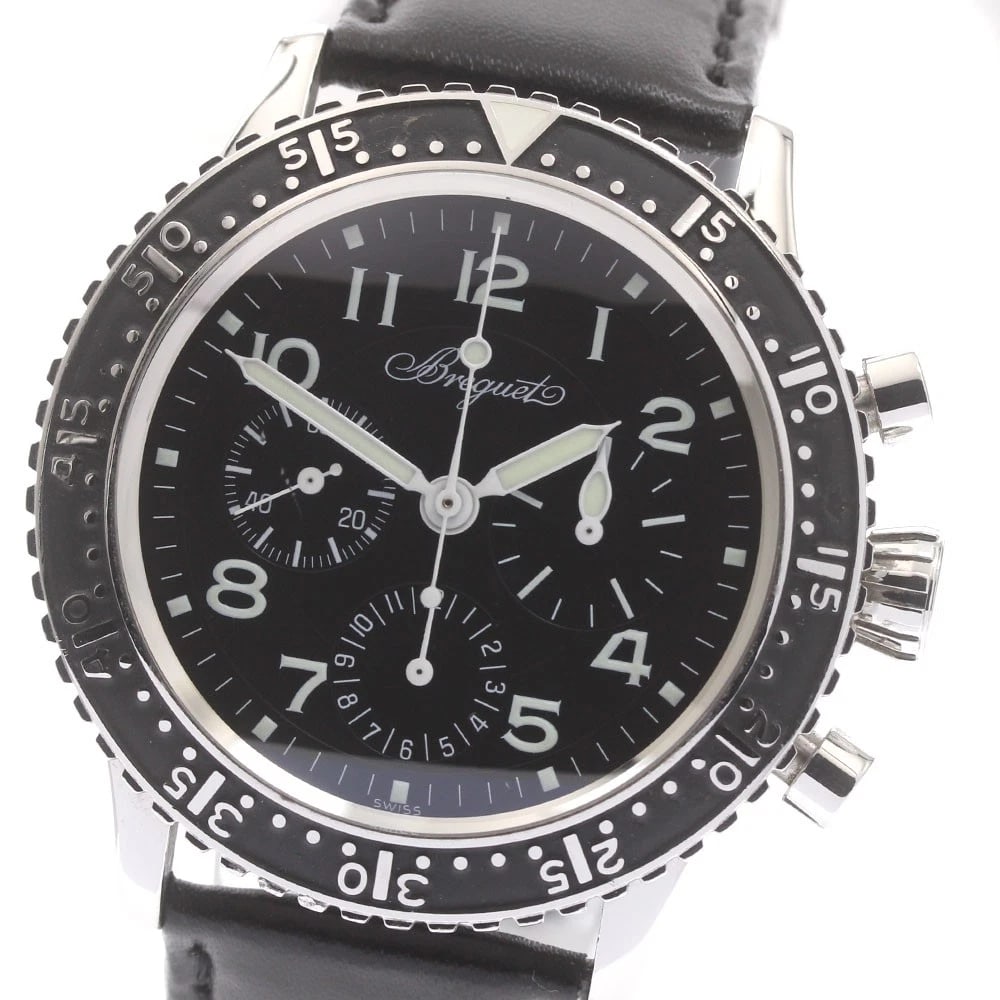 BREGUET AERONAVALE WATCH: Breguet Aeronavale Watch Brand: Breguet Type: wristwatch Material: Case Material: Stainless Steel Belt Material: Leather Color: Dial Color Black Size: Case Size (W): Approx. 41mm Belt Size*1: Approx. 