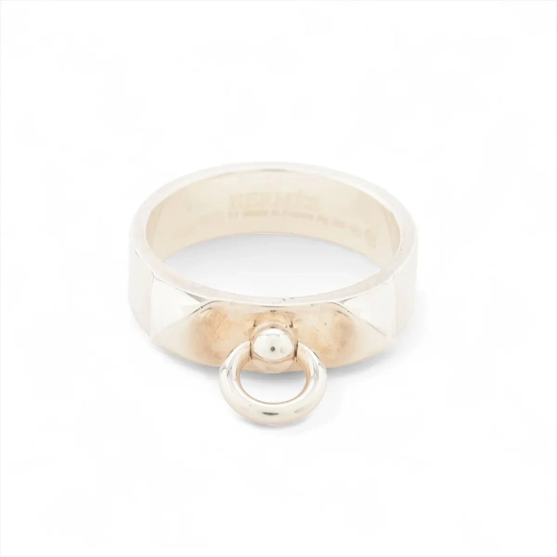 HERMES COLLIER DE CHIEN RING925 SILVER: "Hermes Collier de Chien Ring925 Silver Brand: Hermes Type: Ring Material: 925 Silver, Color: Silver Size: 5.25 US Accessories: None Accessories Notice: When purchasing pre-owned goods, please refer