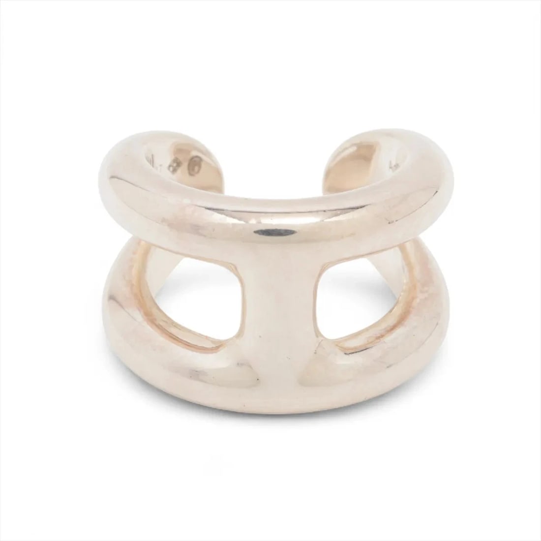 HERMES OSMOZ PM RING 925 SILVER: "Hermes Osmoz PM Ring 925 Silver Brand: Hermes Type: Ring Material: 925 Silver, Color: Silver Size: 4.5 US Accessories: None Accessories Notice: When purchasing pre-owned goods, please refer to the