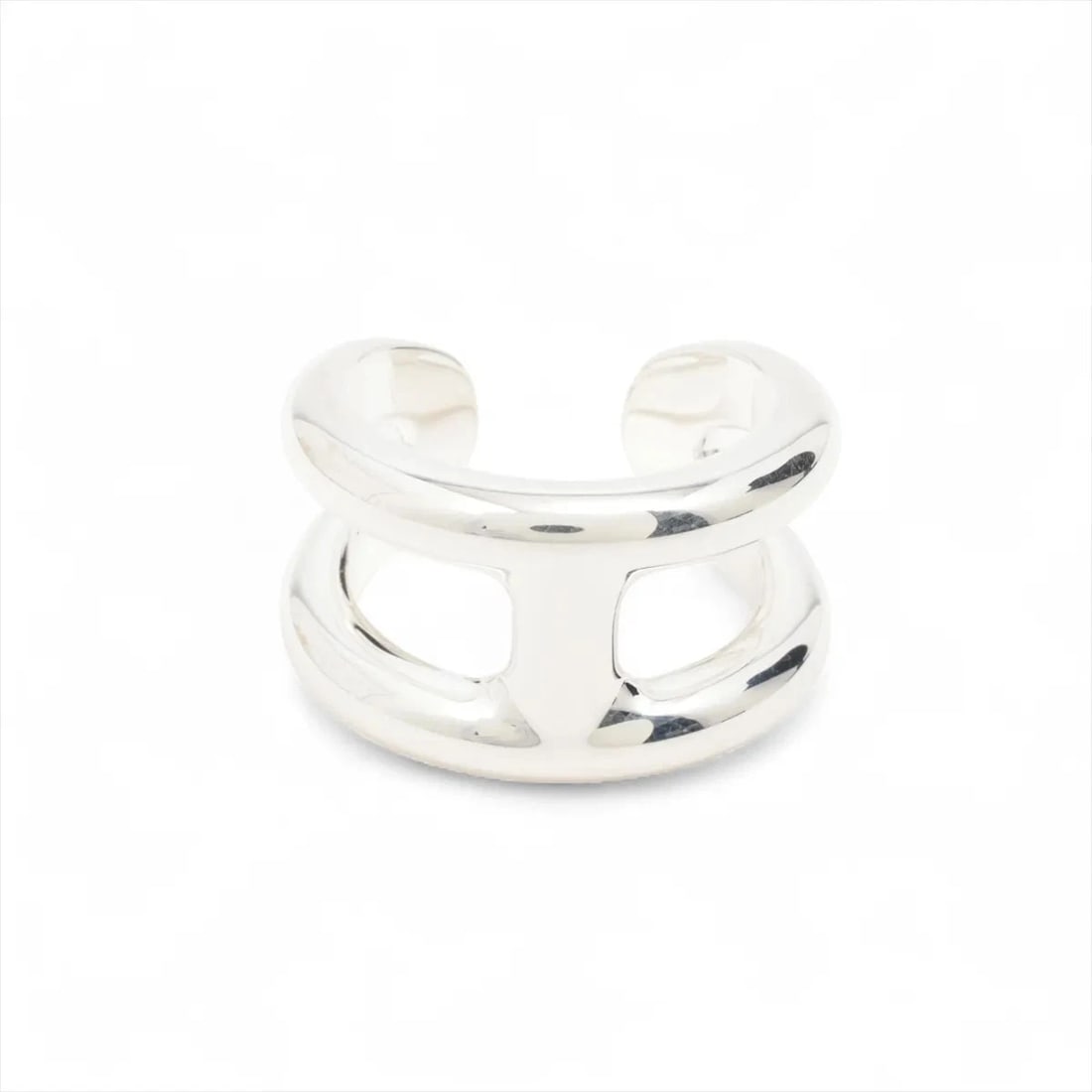 HERMES OSMOZ PM RING 925 SILVER: "Hermes Osmoz PM Ring 925 Silver Brand: Hermes Type: Ring Material: 925 Silver, Color: Silver Size: 6.25 - 6.5 US Accessories: None Accessories Notice: When purchasing pre-owned goods, please refer