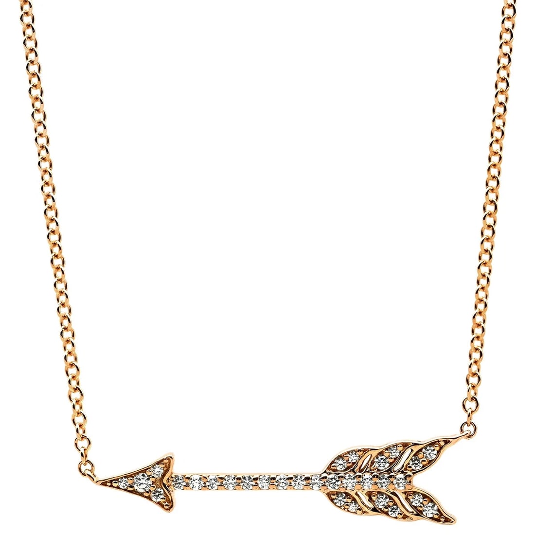 TIFFANY & CO. ARROW DIAMOND NECKLACE: TIFFANY & CO. ARROW DIAMOND NECKLACE Brand: Tiffany & Co. Type: NECKLACE Material: 18K, Color: Rose Gold Size: Total length: 40.5cm Top: W24.5mm x H4.6mm Accessories: None Accessories Noti