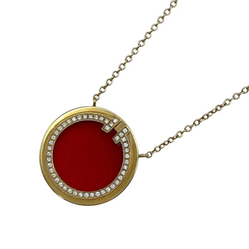 TIFFANY & CO TTWO CIRCLE NECKLACE GOLD: TIFFANY & CO TTWO CIRCLE NECKLACE GOLD Brand: Tiffany & Co. Type: NECKLACE Material: Au750, Main Stone/Creation garnet Color: GOLD Size: Height: Approx. 16.0mm Width: Approx. 16.0mm Chain Length: Appr