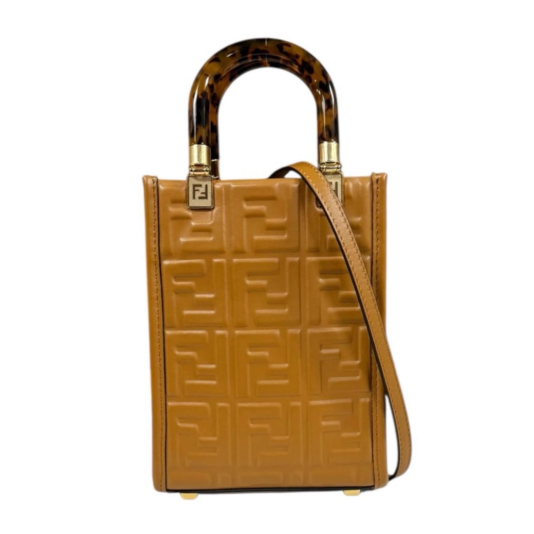 FENDI SHOULDER BAG CROSS BODY LEATHER 2WAY: FENDI Shoulder Bag Cross Body leather 2way Brand: FENDI Type: Shoulder Bag Material: Exterior Material leather Color: Exterior Color Brown / caramel Size: W5.1 x H7.1 x D2.8inch Handle:6.7inch