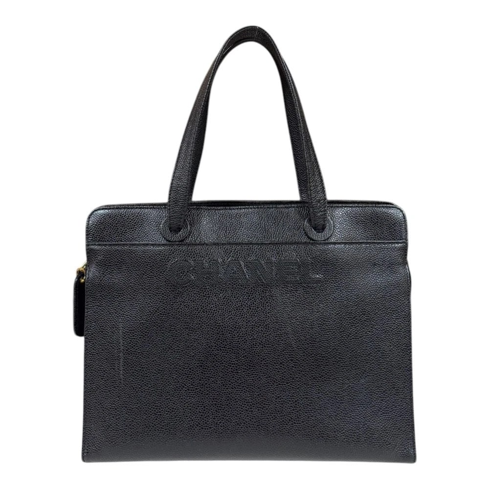 CHANEL HANDBAG CAVIARSKIN: CHANEL Handbag Caviarskin Brand: CHANEL Type: Handbag Material: Exterior Material Caviarskin Color: Exterior Color black Size: W11.8 x H8.9 x D4.3inch Handle:14.6inch Accessories: None Acc