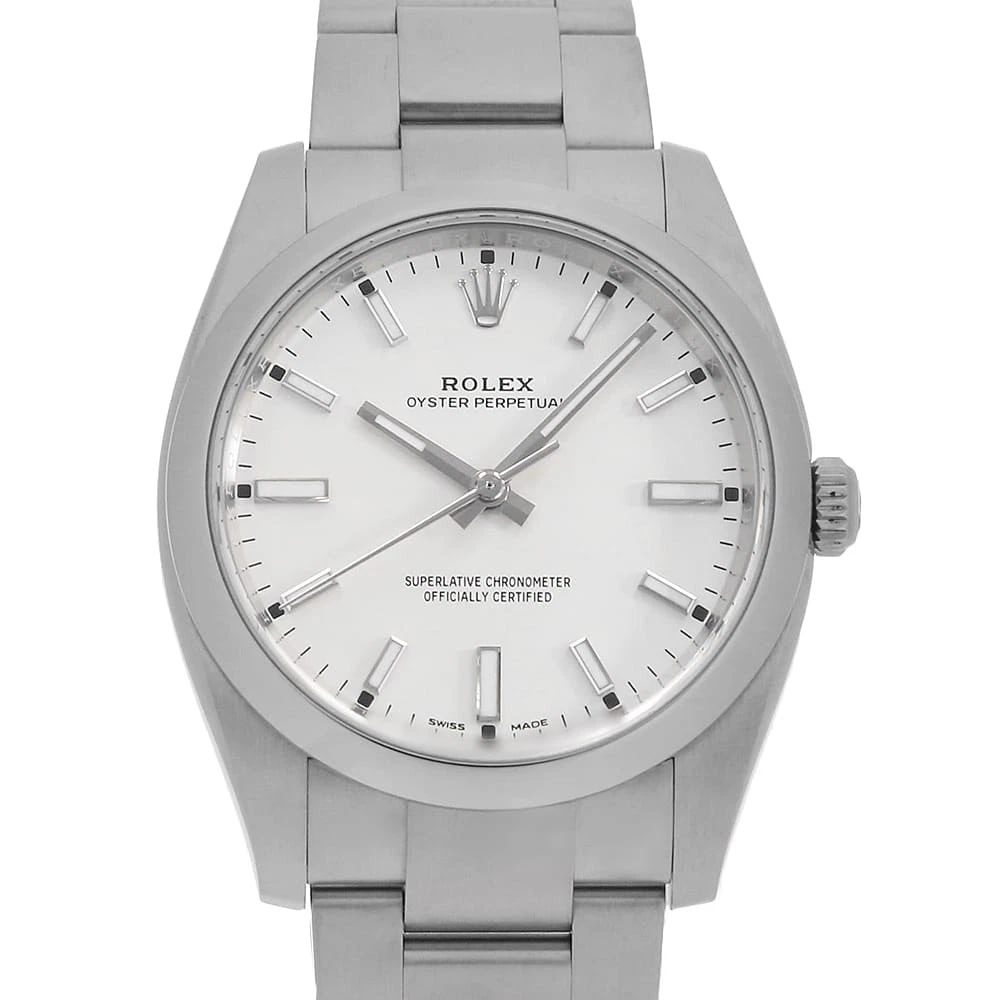 ROLEX OYSTER PERPETUAL SILVER: ROLEX Oyster perpetual Silver Brand: ROLEX Type: Wrist watch Material: Band Material Stainless Steel, Case Material Stainless Steel Color: Dial Color Silver Size: Case:W34mm Circumference of