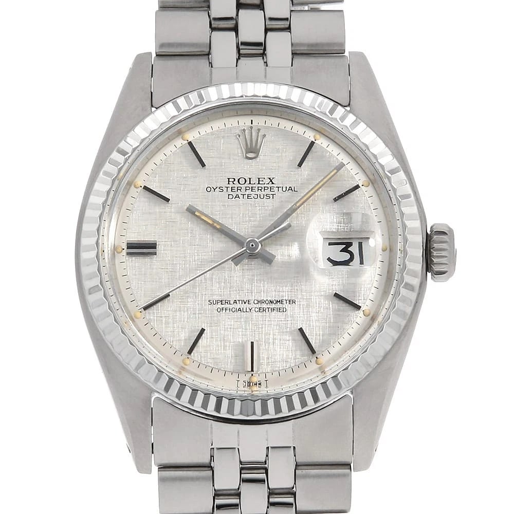 ROLEX DATEJUST SILVER: ROLEX Datejust Silver Brand: ROLEX Type: Wrist watch Material: Band Material Stainless Steel, Case Material Stainless Steel/White gold Color: Dial Color Silver Size: Case:W36mm Circumference of