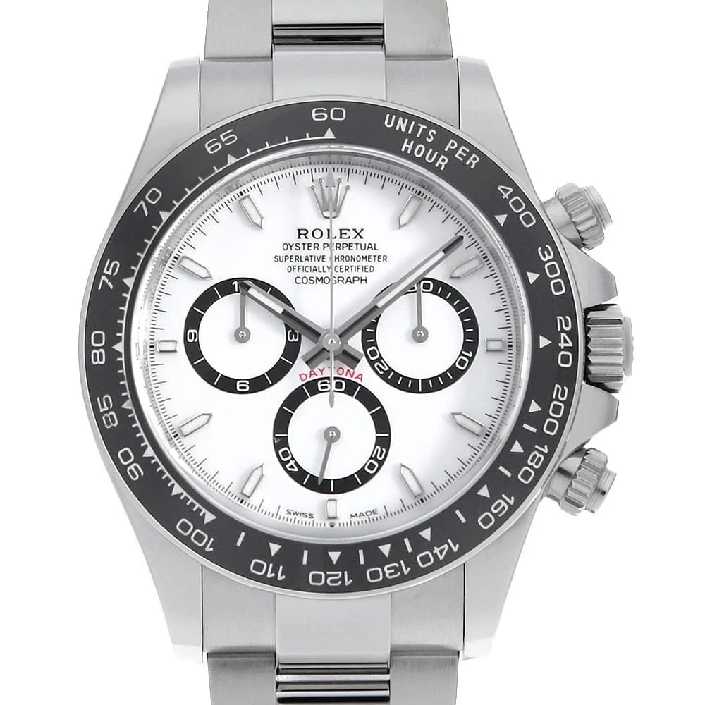 ROLEX COSMOGRAPH DAYTONA WHITE: ROLEX Cosmograph Daytona white Brand: ROLEX Type: Wrist watch Material: Band Material Stainless Steel, Case Material Stainless Steel Color: Dial Color White Size: Case:W40mm Circumference of Wrist:19.