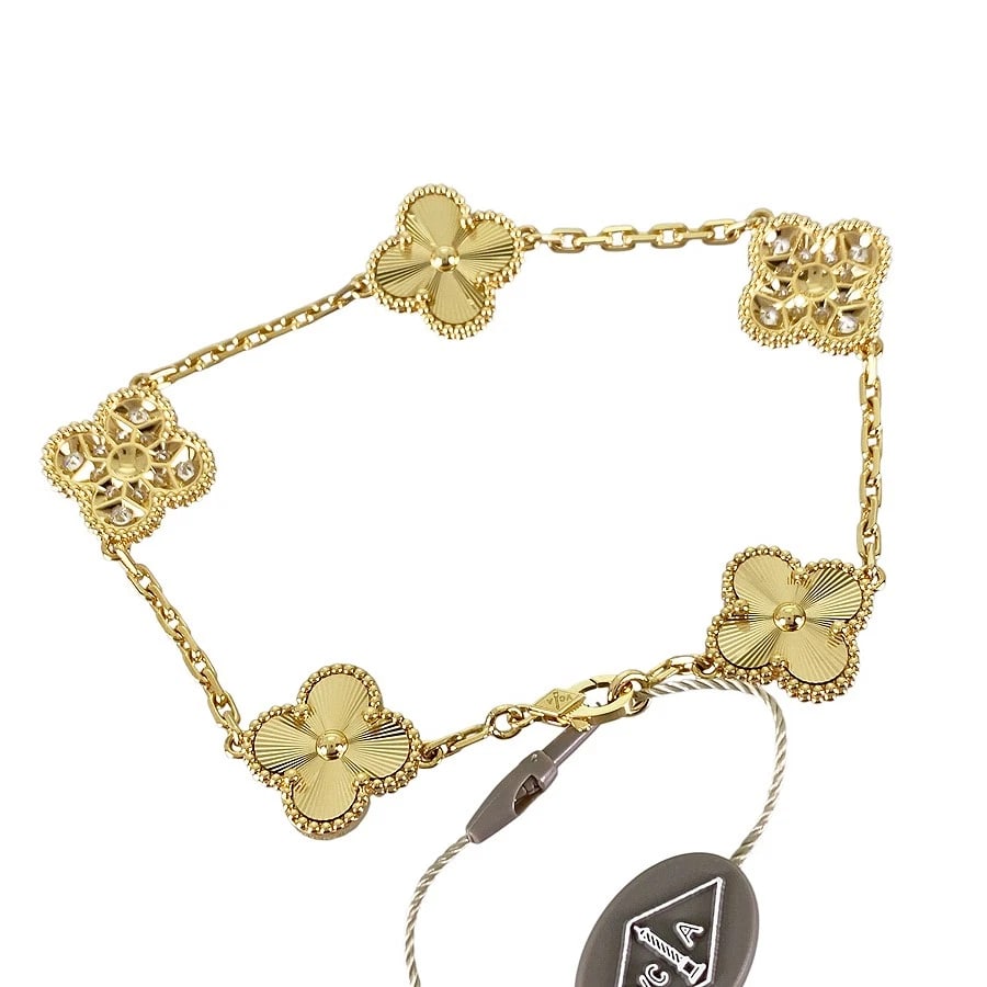 VAN CLEEF & ARPELS ALHAMBRA YELLOW GOLD DIAMOND BRACELET - 2