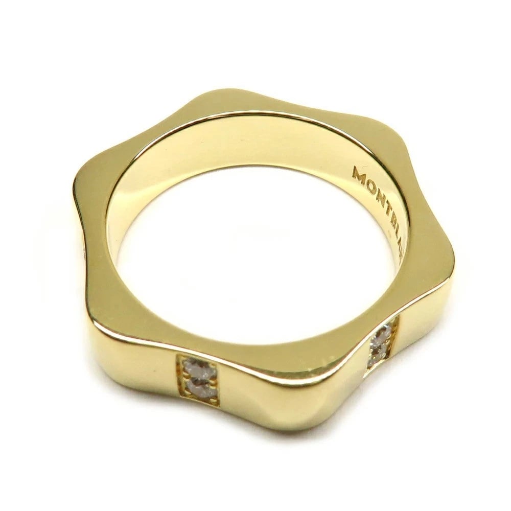 MONTBLANC COLLECTION HEXAGONAL BAND RING: "Montblanc Collection Hexagonal Band Ring Brand: Montblanc Type: Ring Material: 18K Yellow Gold, Color: Yellow Size: US7-7.5 Accessories: None Accessories Notice: When purchasing pre-owned goods,