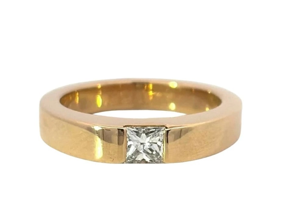 VINTAGE CARTIER TANK DIAMOND 18K YELLOW GOLD BAND RING: "Vintage Cartier Tank Diamond 18k Yellow Gold Band Ring Brand: Cartier Type: Ring Material: 18K Yellow Gold, Main Stone/Creation Natural Color: Yellow Size: US 4 Accessories: None Accesso