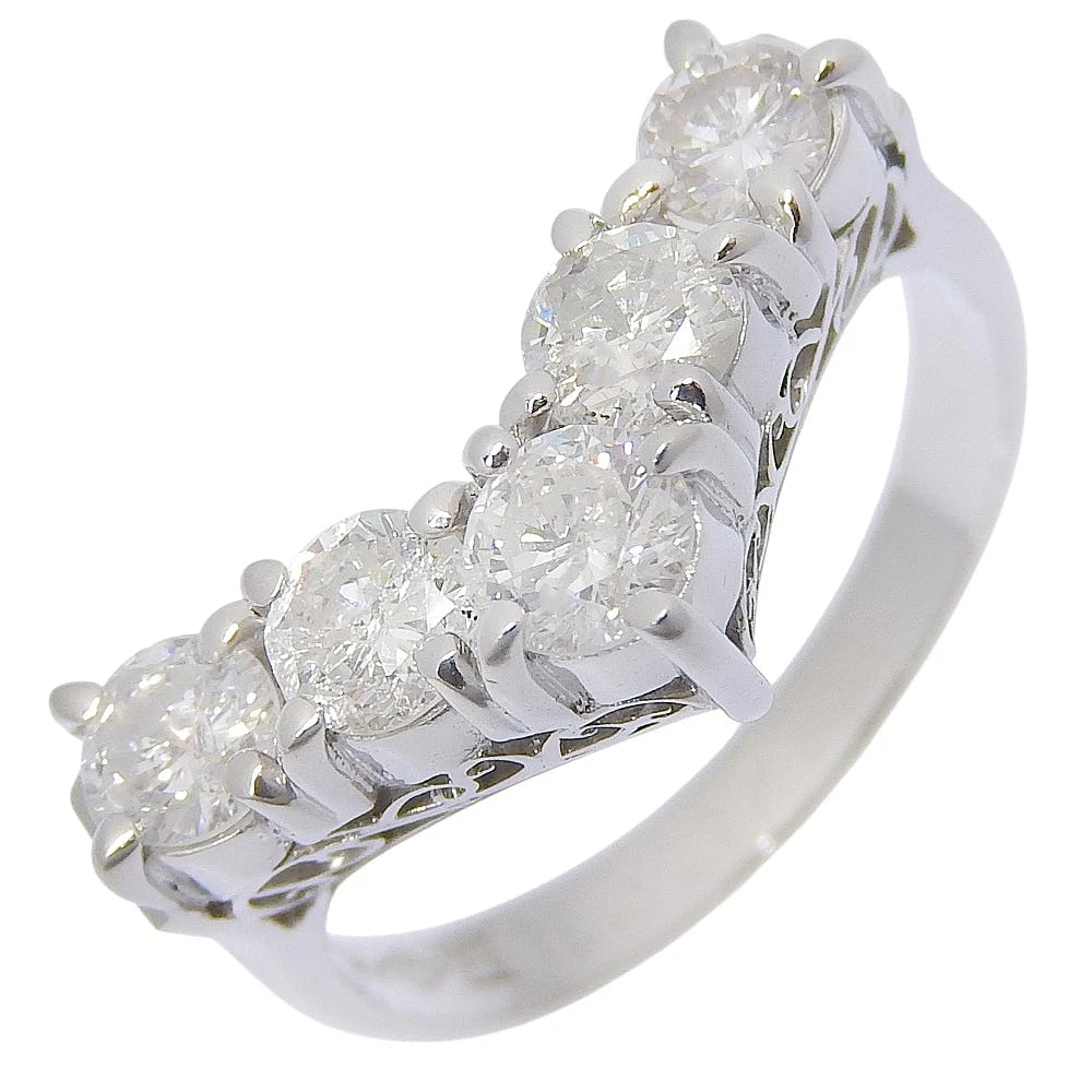 V CHARACTER RING 5P PT900PLATINUM/DIAMOND: "V character Ring 5P Pt900Platinum/diamond Brand: no brand Type: Ring Material: Pt900, Pt900, Main Stone/Creation Natural Color: Silver Size: 6.2 US Accessories: None Accessories Notice: W