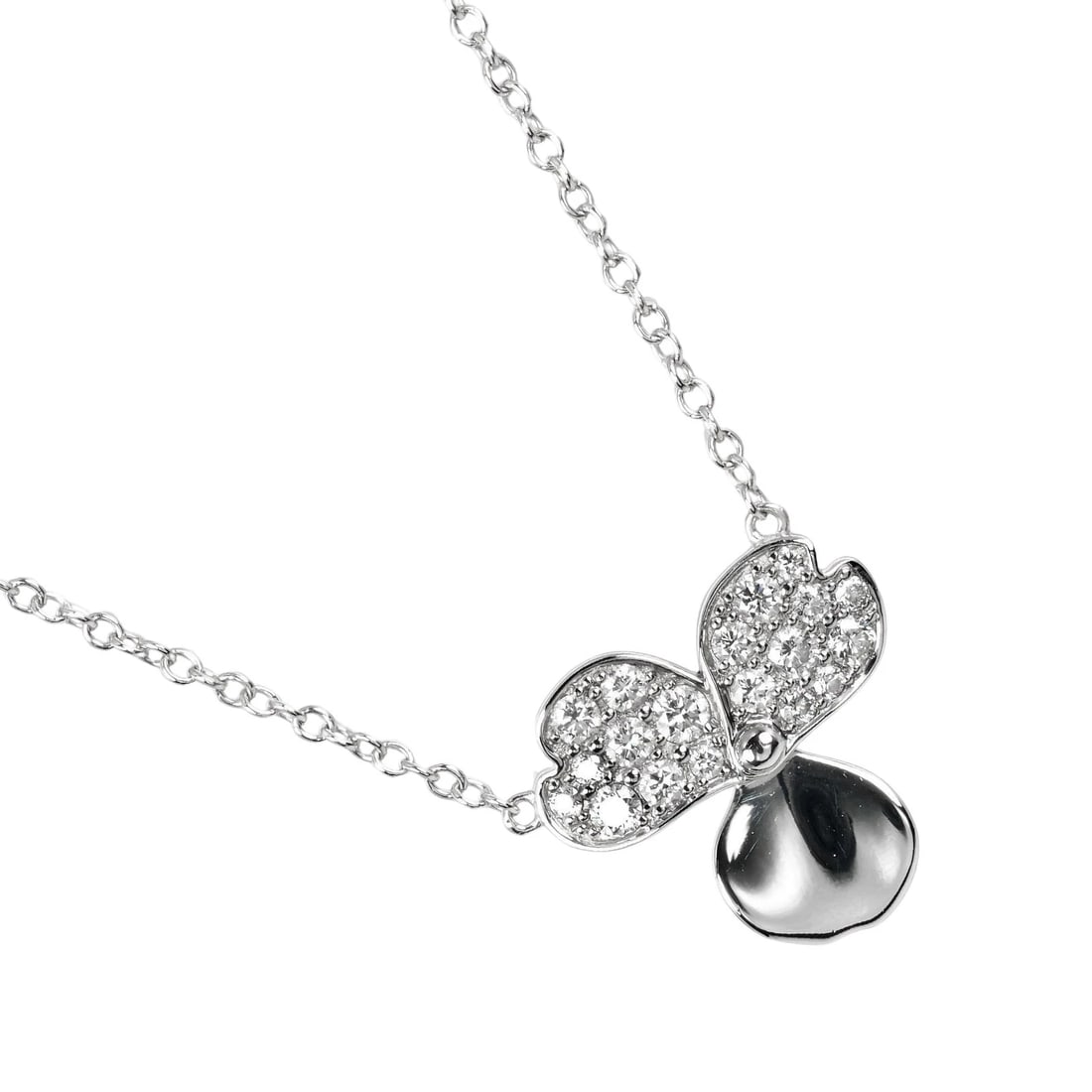 TIFFANY&CO. PAPER FLOWER NECKLACE PT950PLATINUM/DIAMOND: "TIFFANY&Co. Paper flower Necklace Pt950Platinum/diamond Brand: TIFFANY&Co. Type: Necklace Material: Pt950Platinum, Main Stone/Creation Natural Color: Silver Size: Neck around?40cm Top?W12.2mm x H11.5