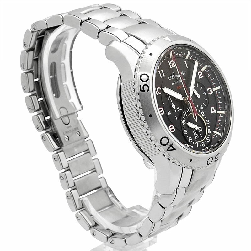 BREGUET WATCH BLACK: Breguet Watch Black Brand: Breguet Type: wristwatch Material: Case Material: Stainless Steel Band Material: Stainless Steel Color: Dial Color Black Size: Case Diameter: 44mm Wrist Size: Maximum (appro