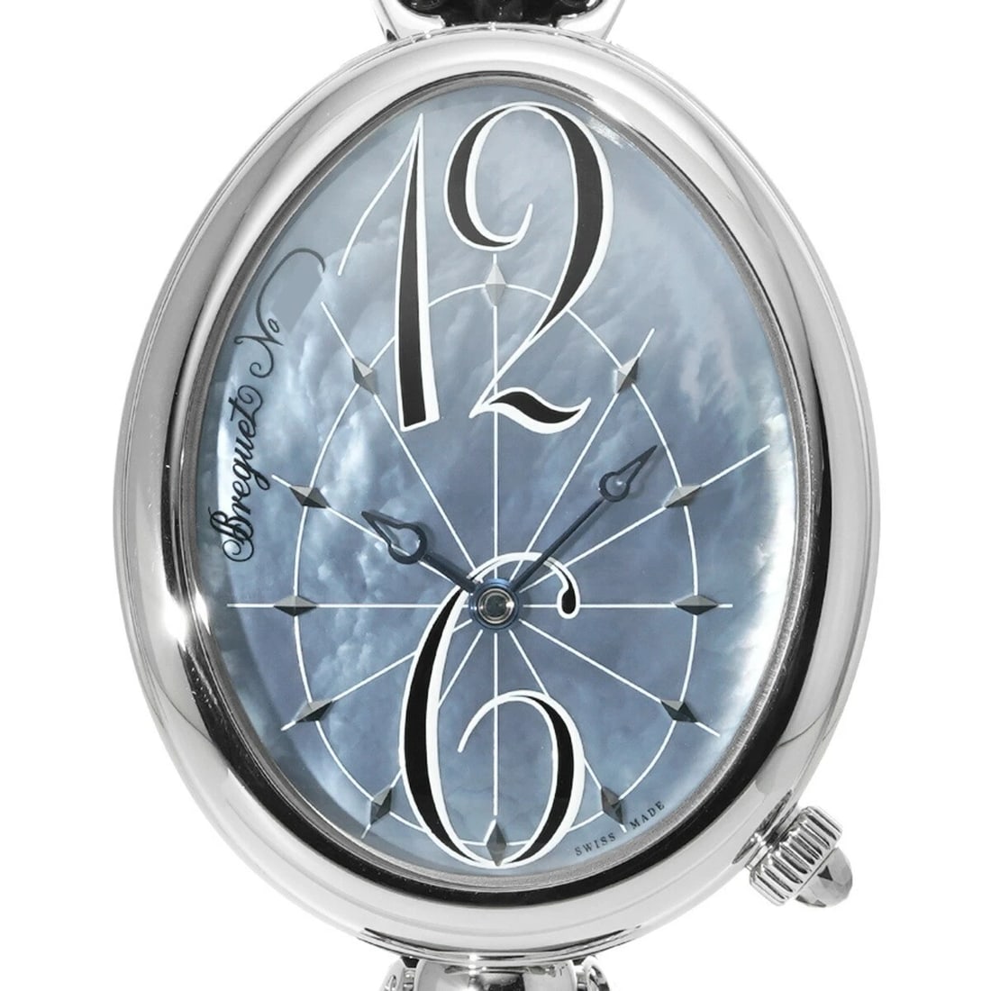 BREGUET BLUE MOTHER-OF-PEARL WATCH: Breguet Blue Mother-of-Pearl Watch Brand: Breguet Type: wristwatch Material: ??Case?Stainless Steel Color: Dial Color Blue Mother-of-Pearl Size: Case: Approx. 43.75mm (height) x 35.5mm (width) Thickne