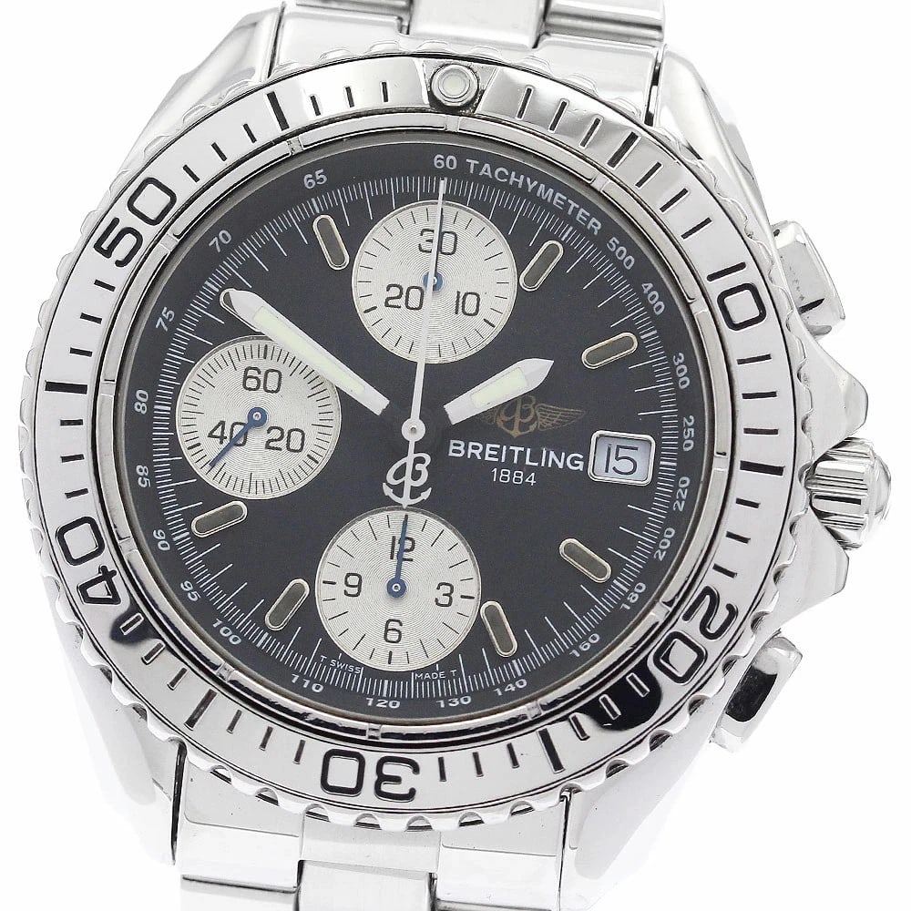 BREITLING CHRONO SHARK AUTOMATIC STEEL WATCH: Breitling Chrono Shark Automatic Steel Watch Brand: Breitling Type: wristwatch Material: Case Material: Stainless Steel (SS) Band Material: Stainless Steel (SS) Color: Dial Color black Size: Case Diam