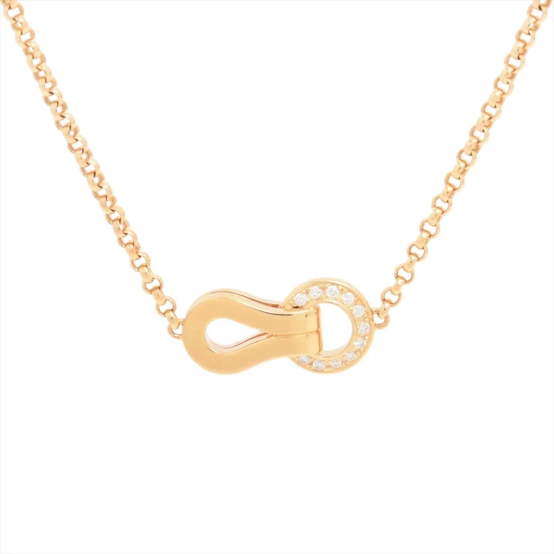 CARTIER AGRAFFE DIAMOND NECKLACE 750(PG): Cartier Agraffe diamond Necklace 750(PG) Brand: Cartier Type: Necklace Material: 750(PG), Main Stone/Creation Natural Color: pink Gold Size: Size(CM)Chain length:41.3 Accessories: None Ac