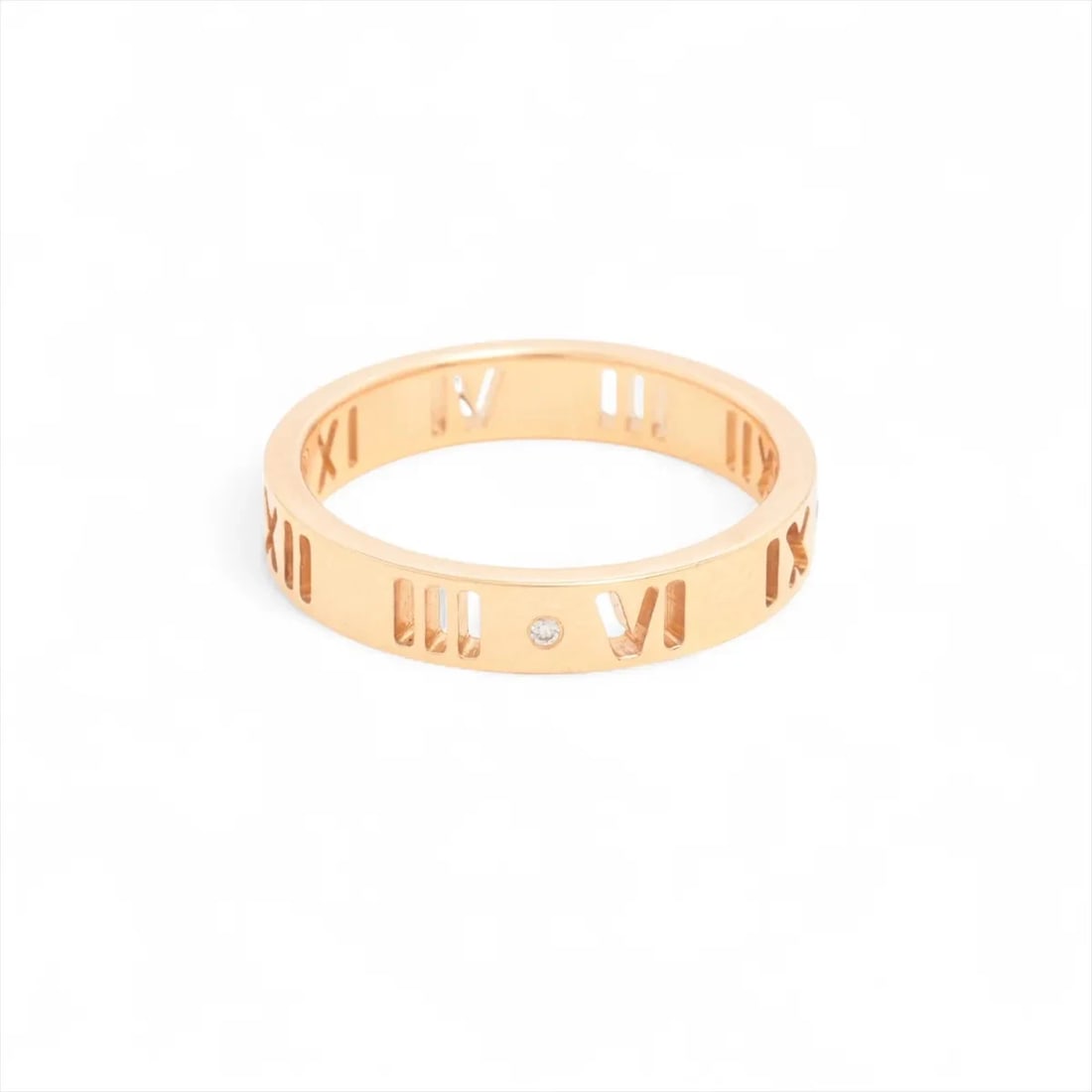TIFFANY PIERCED ATLAS 4P DIAMOND RING 750(PG): Tiffany Pierced Atlas 4P diamond Ring 750(PG) Brand: Tiffany Type: Ring Material: 750(PG), Main Stone/Creation Natural Color: pink Gold Size: 5 - 5.25 US Accessories: None Accessories Not
