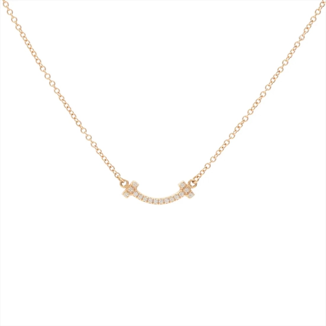 TIFFANY T SMILE MINI DIAMOND NECKLACE 750(YG): Tiffany T Smile Mini diamond Necklace 750(YG) Brand: Tiffany Type: Necklace Material: 750(YG), Main Stone/Creation Natural Color: Yellow Gold Size: Size(CM)Chain length:46.1 Size(Inch)Chain