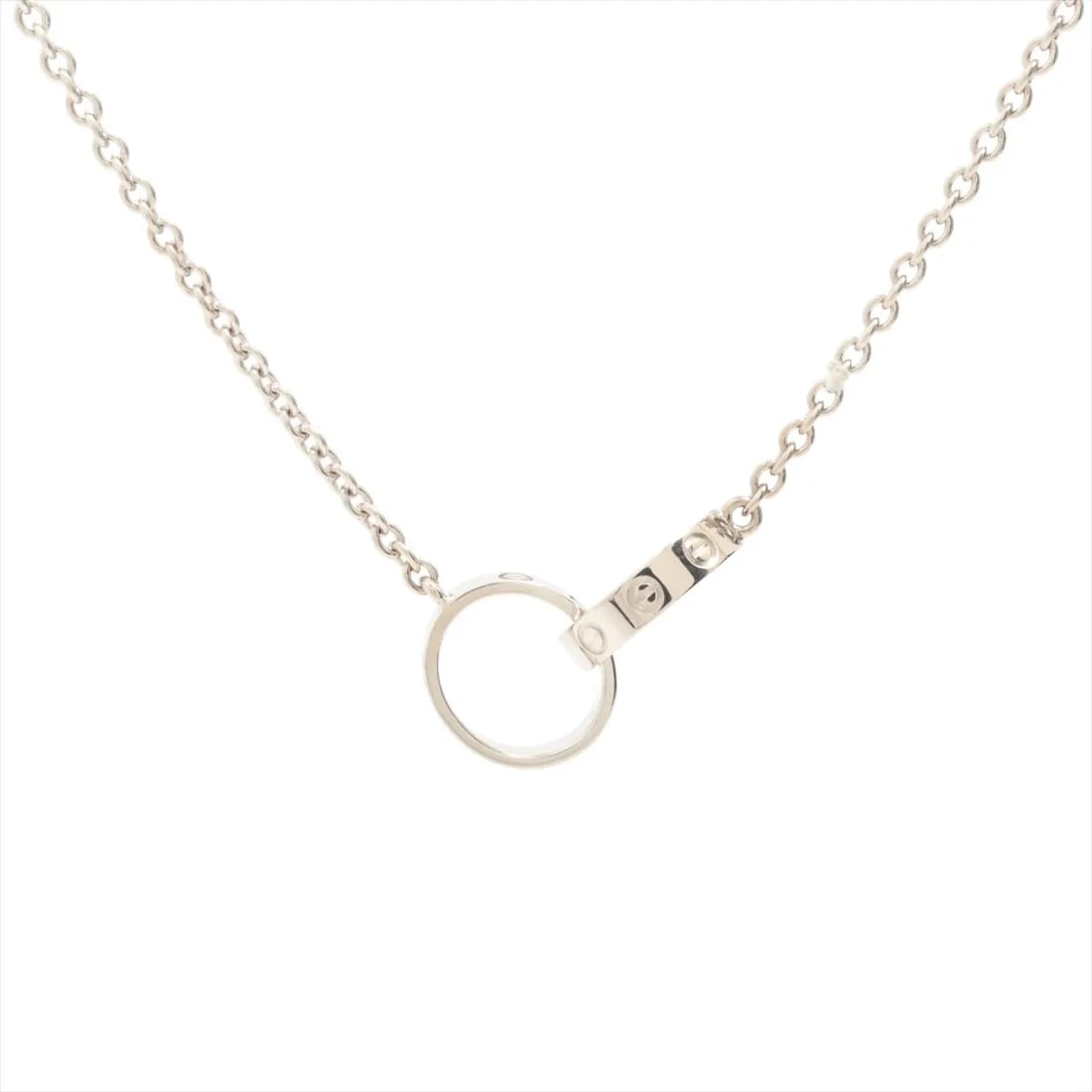 CARTIER BABY LOVE NECKLACE 750(WG): Cartier Baby Love Necklace 750(WG) Brand: Cartier Type: Necklace Material: 750(WG), Color: White Size: Size(CM)Chain length:44.8 Size(Inch)Chain Length:17.6inch Accessories: None Accessor