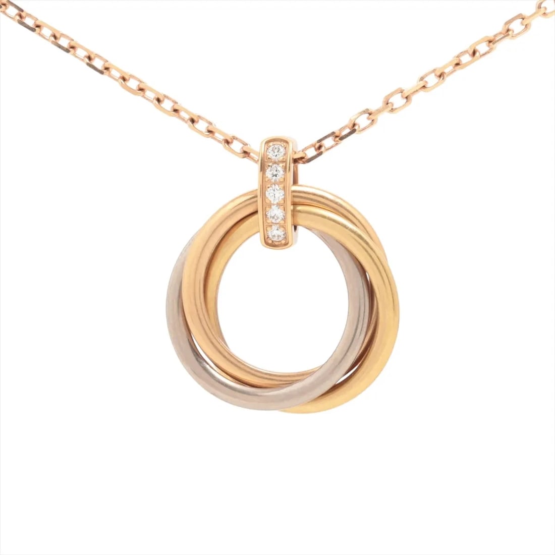 CARTIER TRINITY DIAMOND NECKLACE 750: "Cartier Trinity diamond Necklace 750 Brand: Cartier Type: Necklace Material: 750(YG×PG×WG), Main Stone/Creation Natural Color: White Yellow Gold pink Gold Size: Size(CM)Chain length:42.2