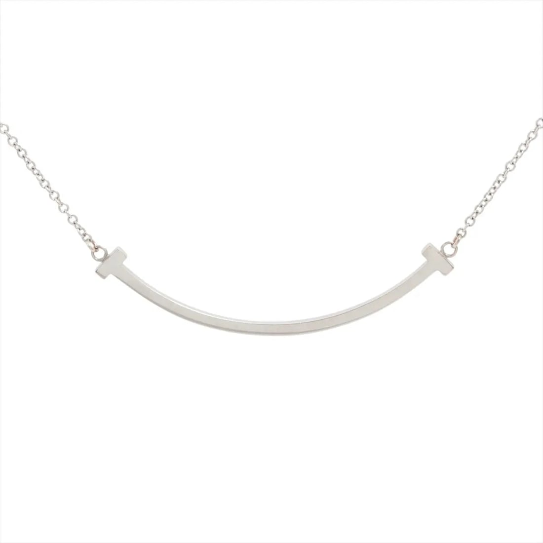 TIFFANY T SMILE SMALL NECKLACE 750(WG): "Tiffany T Smile Small Necklace 750(WG) Brand: Tiffany Type: Necklace Material: 750(WG), Color: White Size: Size(CM)Chain length:46.6 Size(Inch)Chain Length:18.3inch Accessories: None Accessories