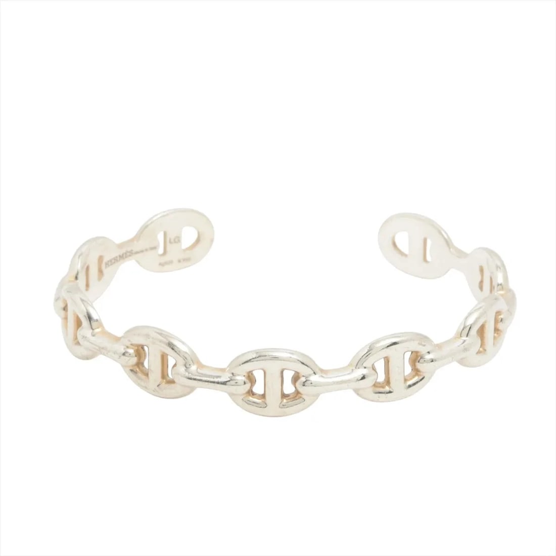 HERMES CHAÎNE D'ANCRE ENCHAINEE BANGLE LG: "Hermes Chaîne d'Ancre Enchainee Bangle LG Brand: Hermes Type: Bracelet Material: 925 Silver, Color: Silver Size: Size(CM)Bracelet length:16 Size(Inch)Bracelet Length:6.3inch Accessories: None