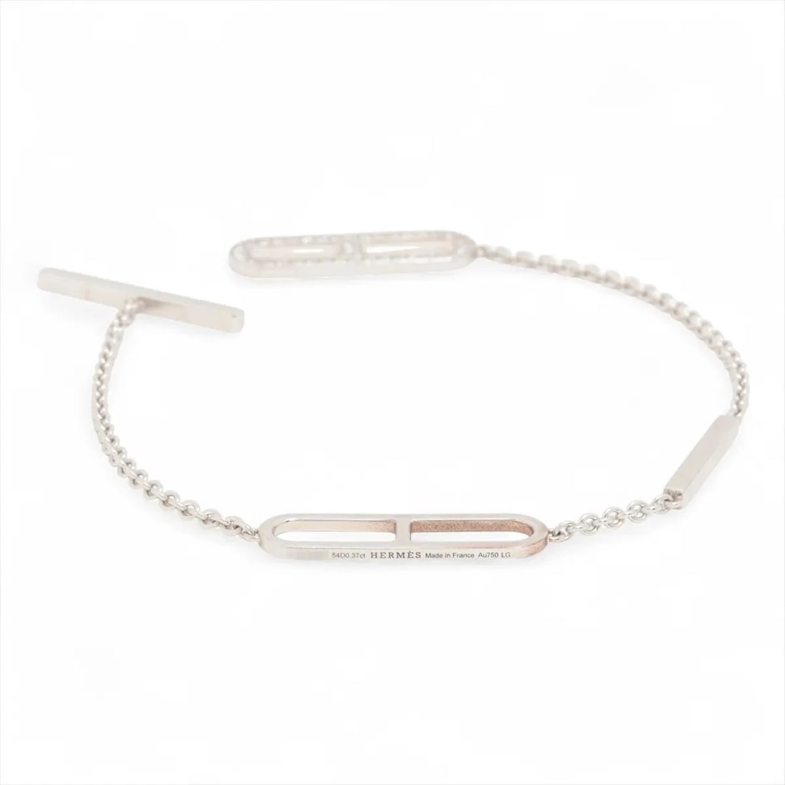 HERMES EVER CHAINE D'ANCRE DIAMOND BRACELET: "Hermes Ever Chaine D'Ancre diamond Bracelet Brand: Hermes Type: Bracelet Material: 750(WG), Color: White Size: Size(CM)Bracelet length:18.4 Size(Inch)Bracelet Length:7.2inch Accessories: None