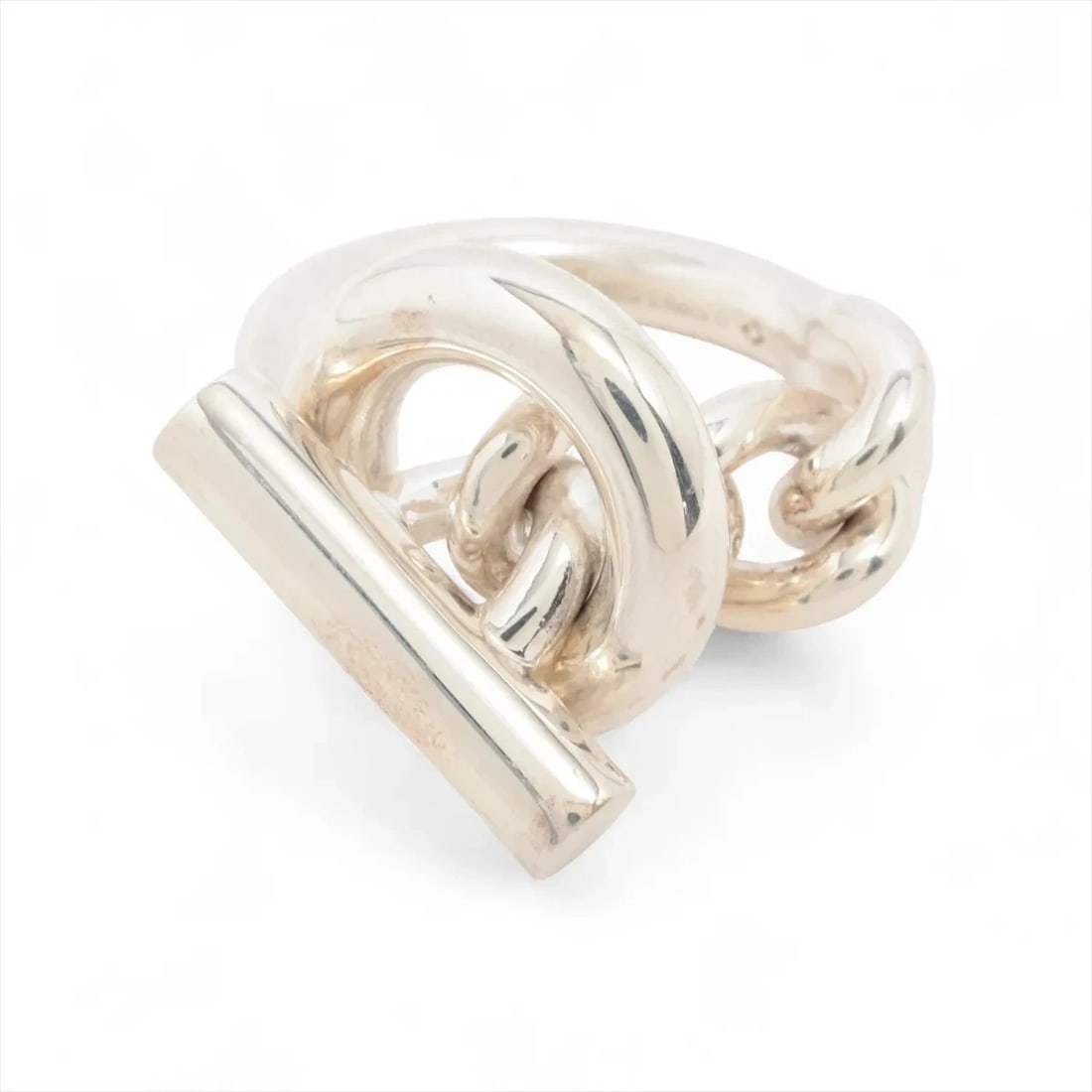 HERMES CROISET RING925 SILVER: "Hermes Croiset Ring925 Silver Brand: Hermes Type: Ring Material: 925 Silver, Color: Silver Size: 5.25 US Accessories: None Accessories Notice: When purchasing pre-owned goods, please refer to the
