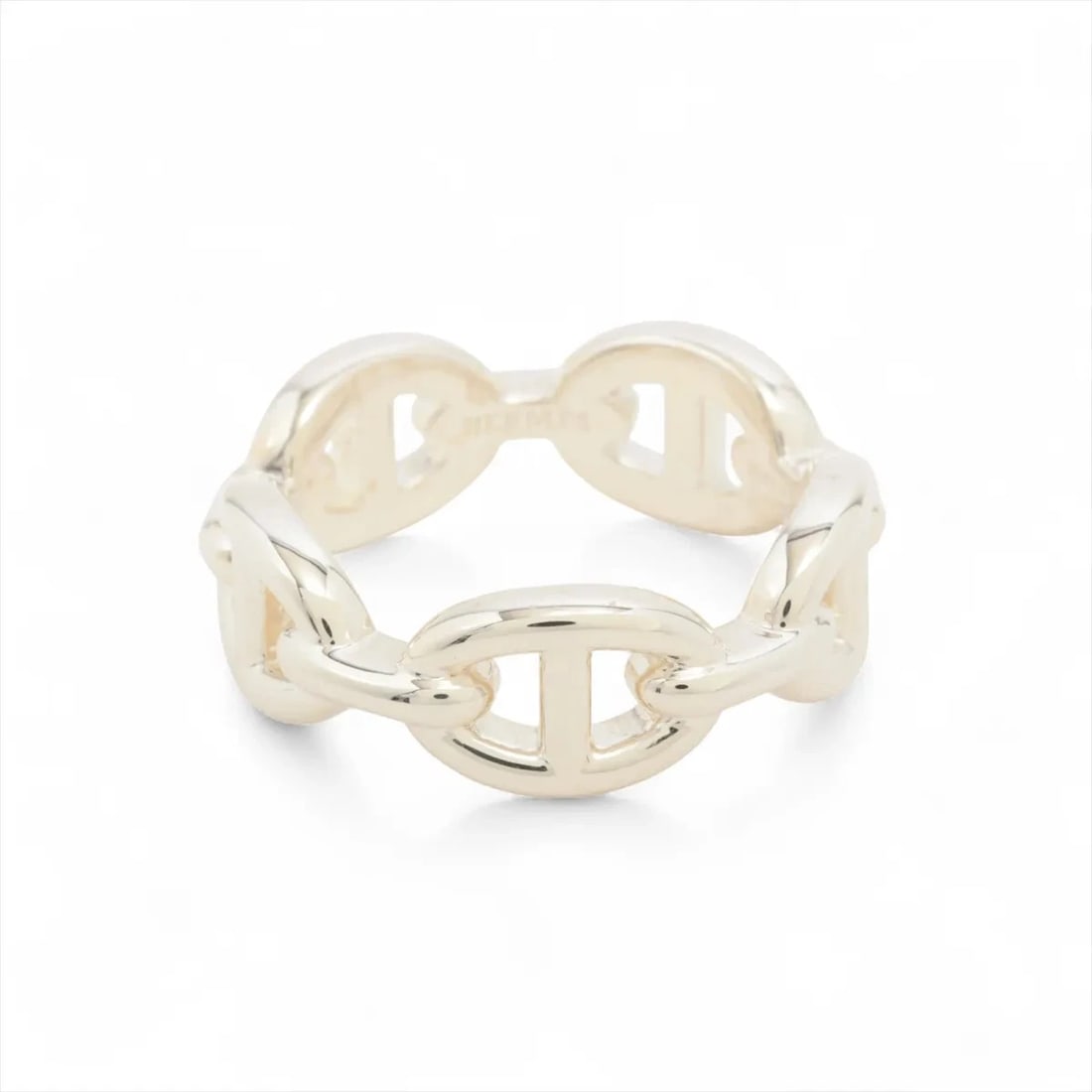 HERMES CHAÎNE D'ANCRE ENCHAINEE RING 925 SILVER: "Hermes Chaîne d'Ancre Enchainee Ring 925 Silver Brand: Hermes Type: Ring Material: 925 Silver, Color: Silver Size: 6.25 - 6.5 US Accessories: None Accessories Notice: When purchasing pre-owned