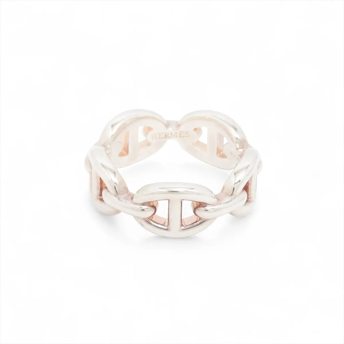 HERMES CHAÎNE D'ANCRE ENCHAINEE RING 925 SILVER: "Hermes Chaîne d'Ancre Enchainee Ring 925 Silver Brand: Hermes Type: Ring Material: 925 Silver, Color: Silver Size: 5.5 - 5.75 US Accessories: None Accessories Notice: When purchasing pre-owned