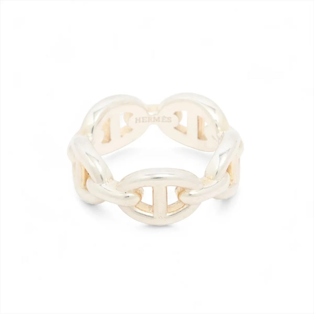 HERMÈSRING 925 SILVER: HermèsRing 925 Silver Brand: Hermes Type: Ring Material: 925 Silver, Color: Silver Size: 5.25 US Accessories: None Accessories Notice: When purchasing pre-owned goods, please refer to the