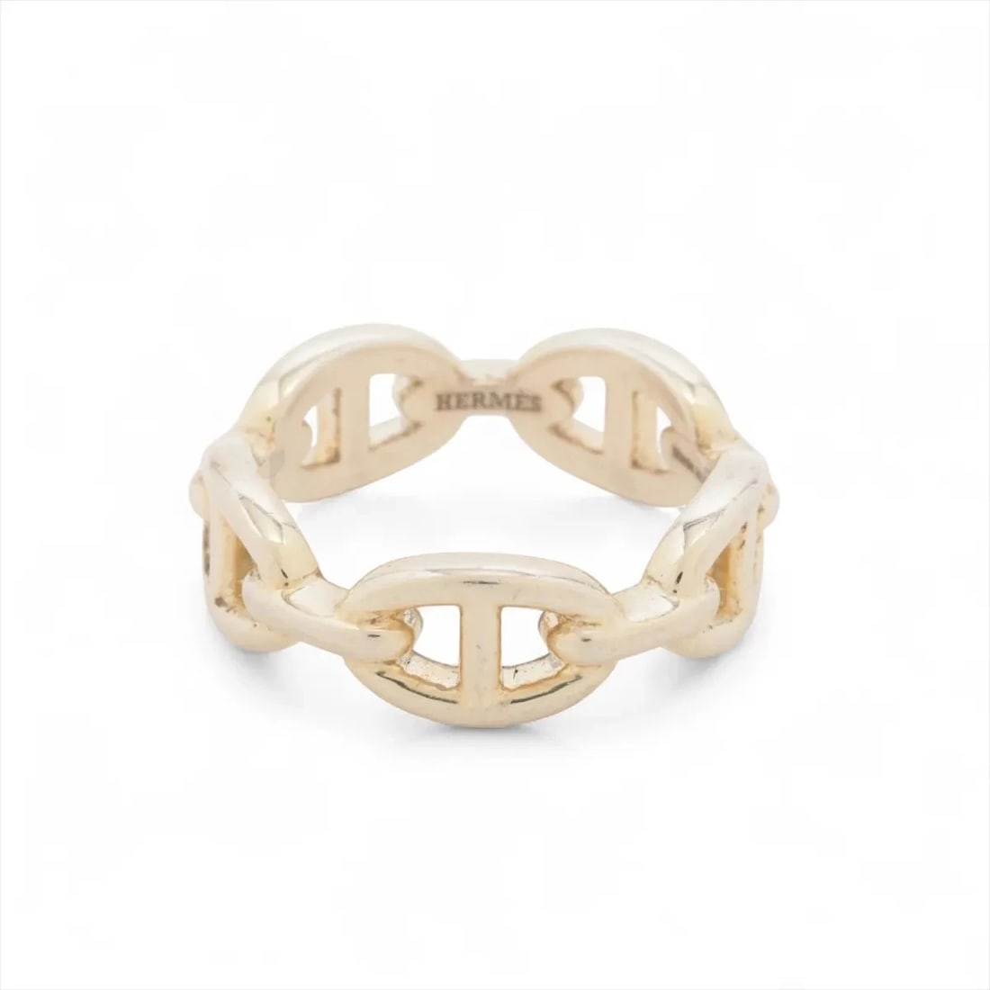 HERMES CHAÎNE D'ANCRE ENCHAINEE RING 925 SILVER: "Hermes Chaîne d'Ancre Enchainee Ring 925 Silver Brand: Hermes Type: Ring Material: 925 Silver, Color: Silver Size: 7.5 US Accessories: None Accessories Notice: When purchasing pre-owned goods,