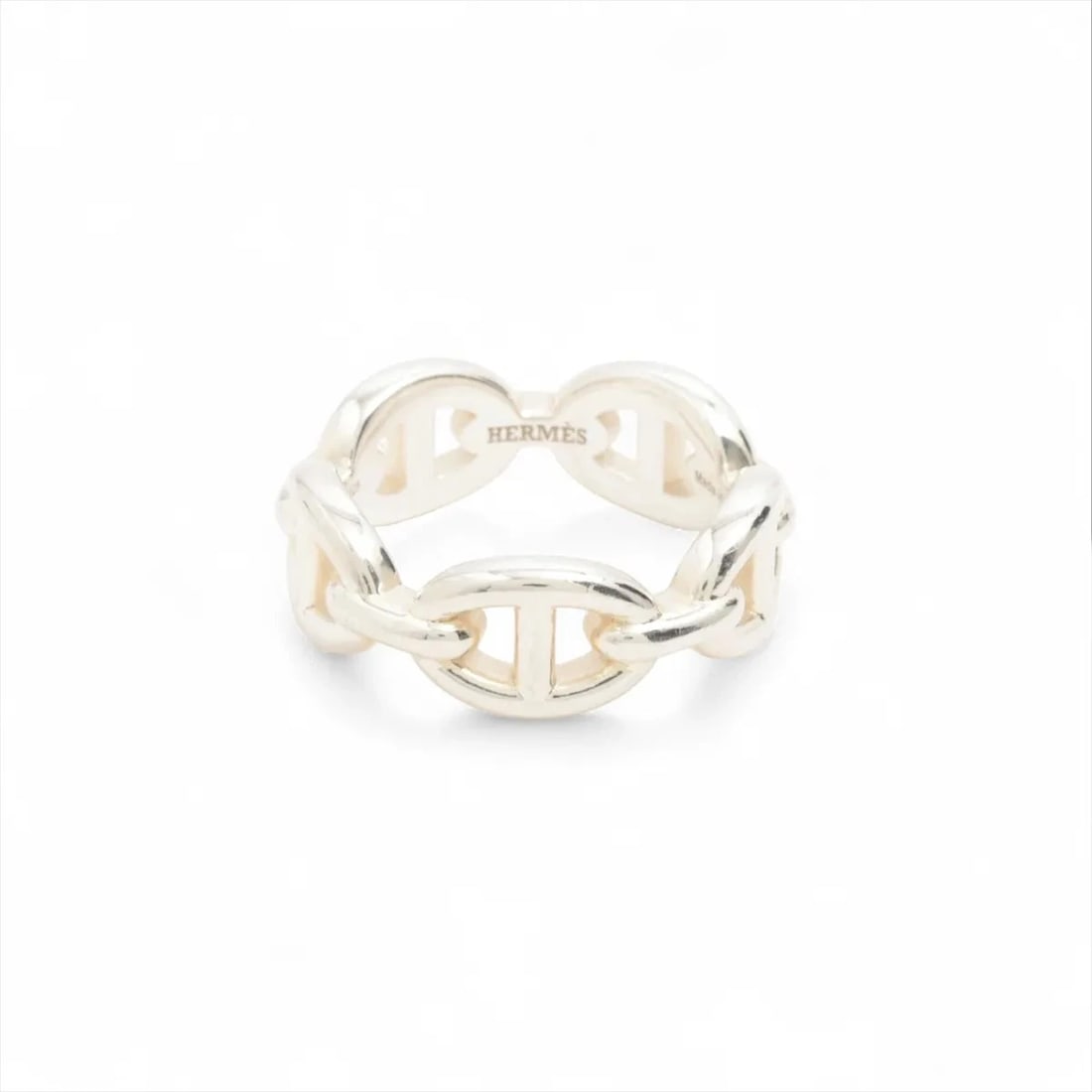 HERMES CHAÎNE D'ANCRE ENCHAINEE RING 925 SILVER: "Hermes Chaîne d'Ancre Enchainee Ring 925 Silver Brand: Hermes Type: Ring Material: 925 Silver, Color: Silver Size: 6 US Accessories: None Accessories Notice: When purchasing pre-owned goods, please